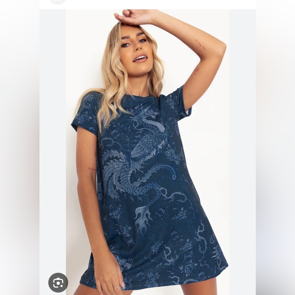 EUC BLACKMILK DRAGON RISING SWING TEE DRESS XXL